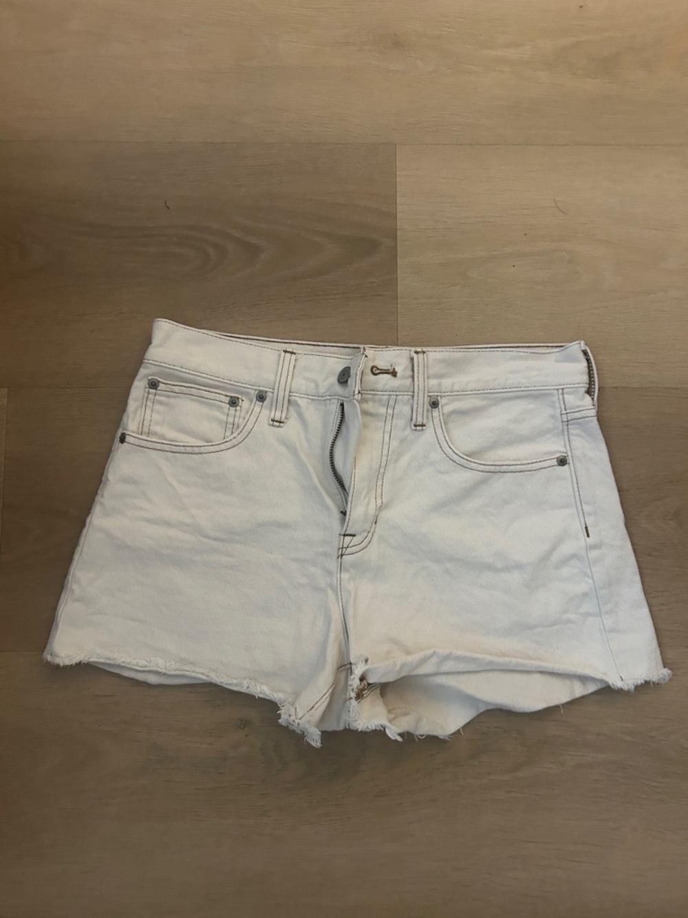J. Crew White Denim Cutoff Shorts with Frayed Hem